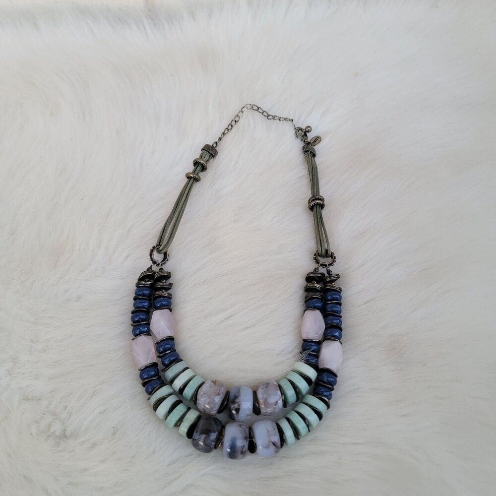 Chico's double strand chunky gemstone necklace